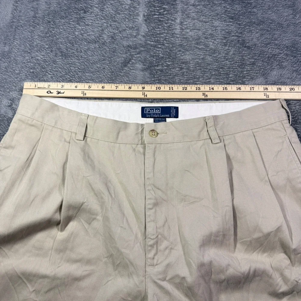 Polo Ralph Lauren Hammond Pant Mens 40x29 Tan Khaki Pleated Cuffed Chino Trouser